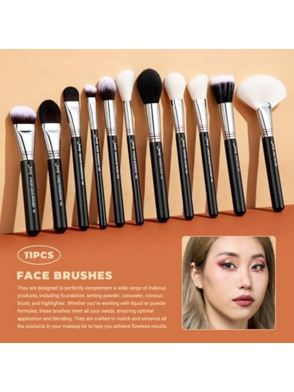 Professional Makeup Brush Set, 35pcs Face & Eye Brushes - Pattern T342 - Picture 3 of 6